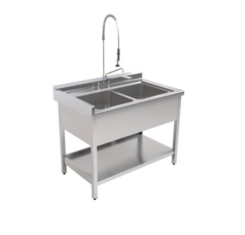 sink with shelves
